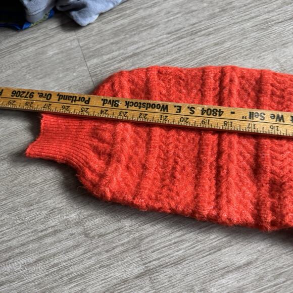 FRNCH PARIS Knit Sweater Womens M Orange Short Boxy Fit Cozy Typewriter - Picture 5 of 8